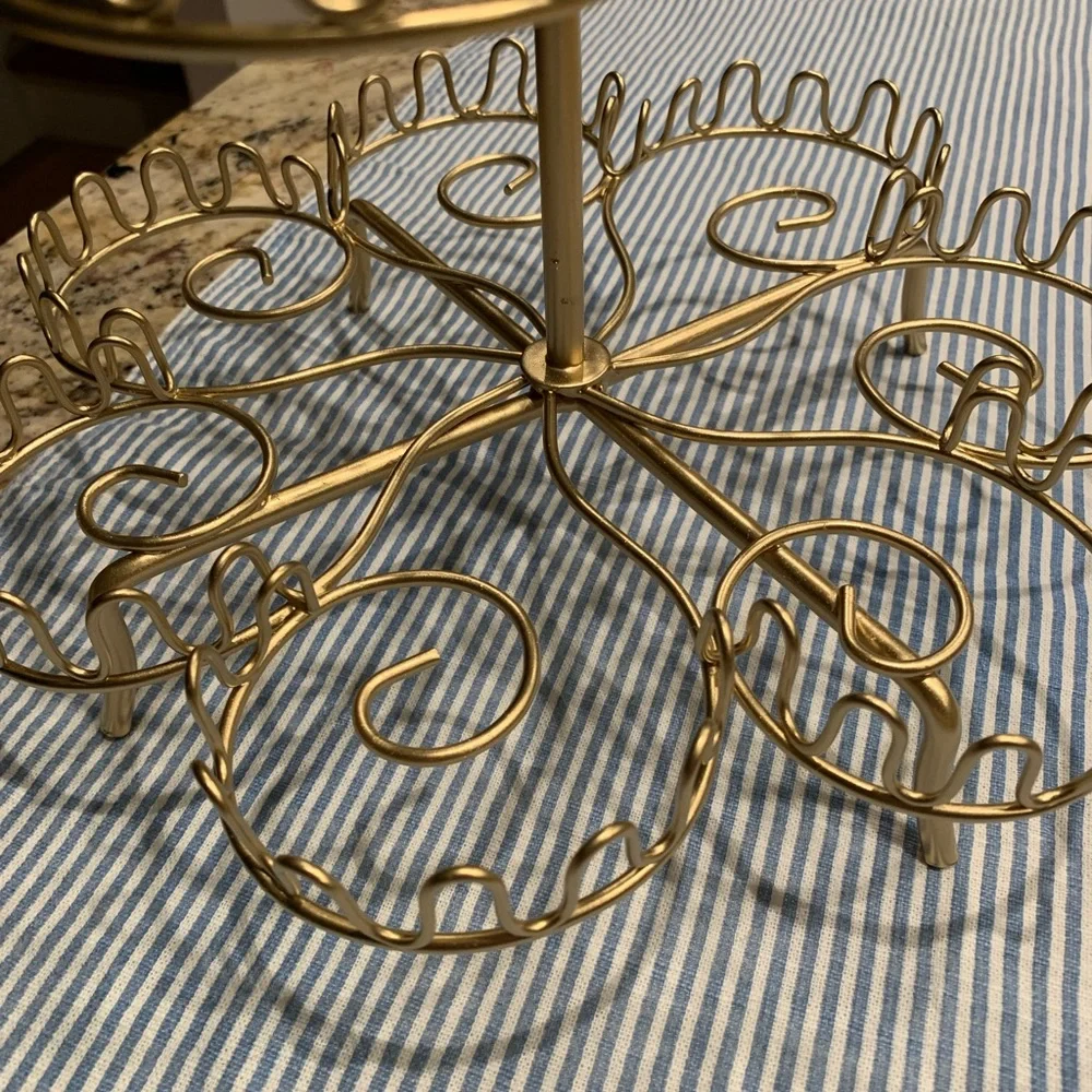 Vintage Gold Round 3 Tier Cupcake Stand or Muffin Holder